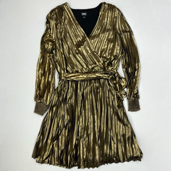 I.N.C. Gold Party Holiday Dress Women’s Size Medium NWOT - Picture 1 of 3